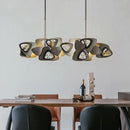 lustre en cristal de luxe géométrique créatif postmoderne en acier inoxydable