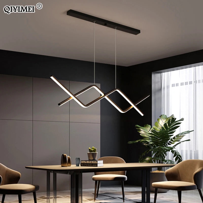 lustre suspendu moderne avec télécommande et lumières led intégrées - vue 4 sur 12