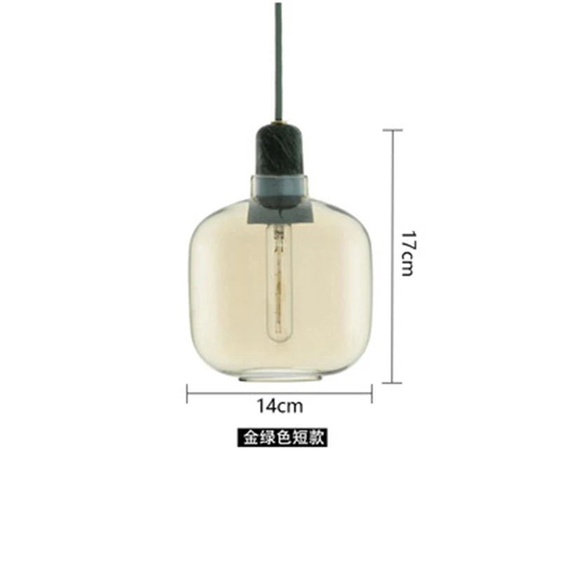 suspension à led en verre et marbre design danois rétro industriel - vue 13 sur 12