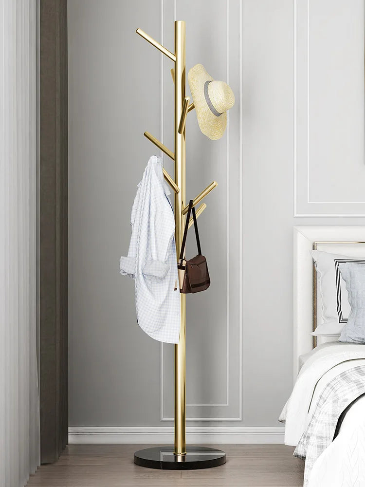 Stainless Steel Simple Modern Coat Rack, Nordic Light Luxury Hanger, Floor-Standing Bedroom Marble Hanger - vue 3 sur 11