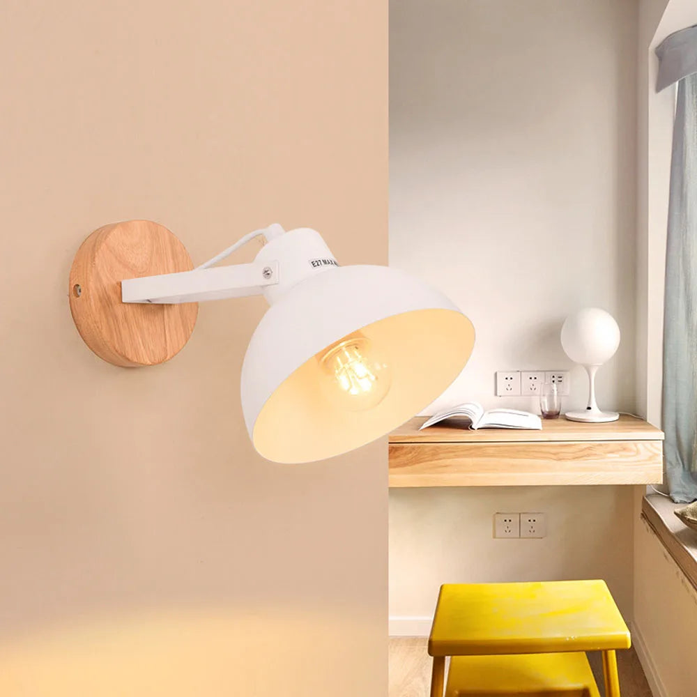 Applique murale industrielle nordique lumières Wandlamp rétro Applique murale en bois E27 LED intérieur chambre salle de bains balcon Bar allée éclairage - vue 4 sur 8