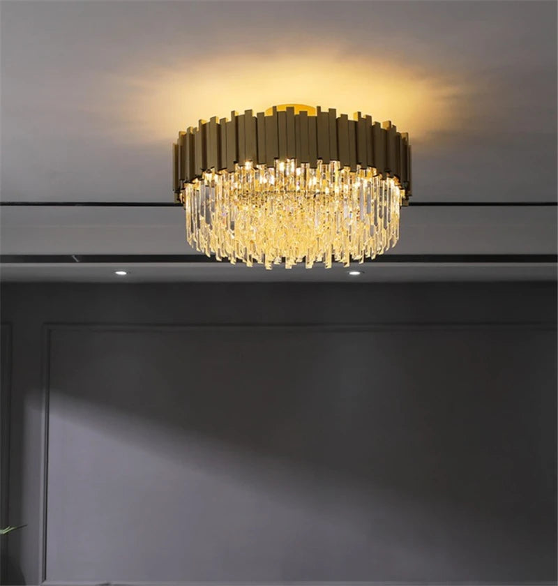 lustre en cristal doré moderne design pour intérieur élégant - vue 3 sur 6
