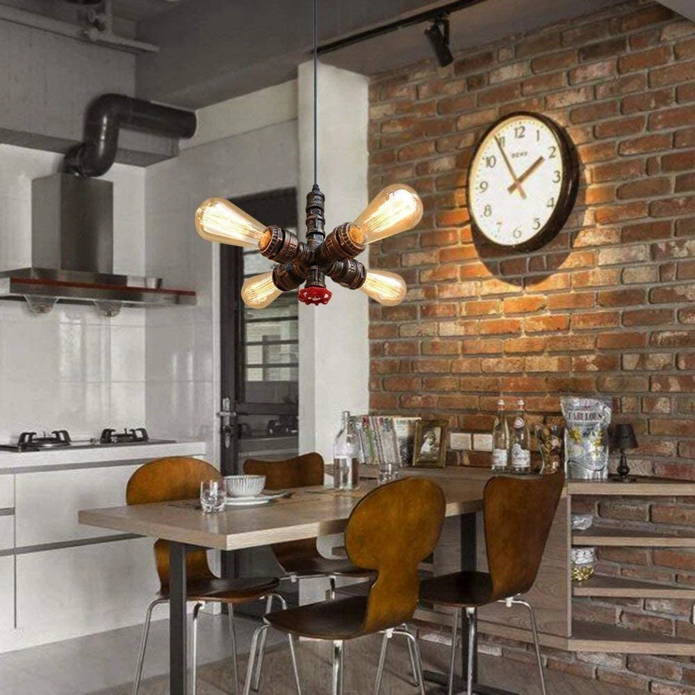 Vintage industriel tuyau d'eau suspension rétro Loft Steampunk lustre lampe café Bar Restaurant cuisine chambre lumières LED - vue 6 sur 6