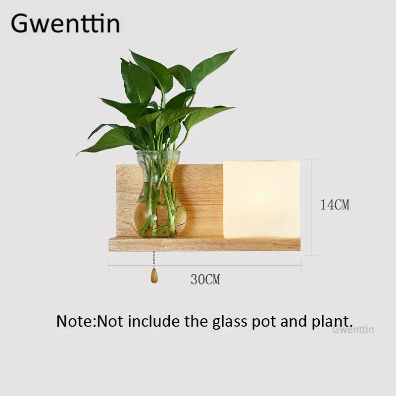 Moderne LED-Wandleuchte aus Holz und Glas zum Selbstmontieren - vue 12 sur 14