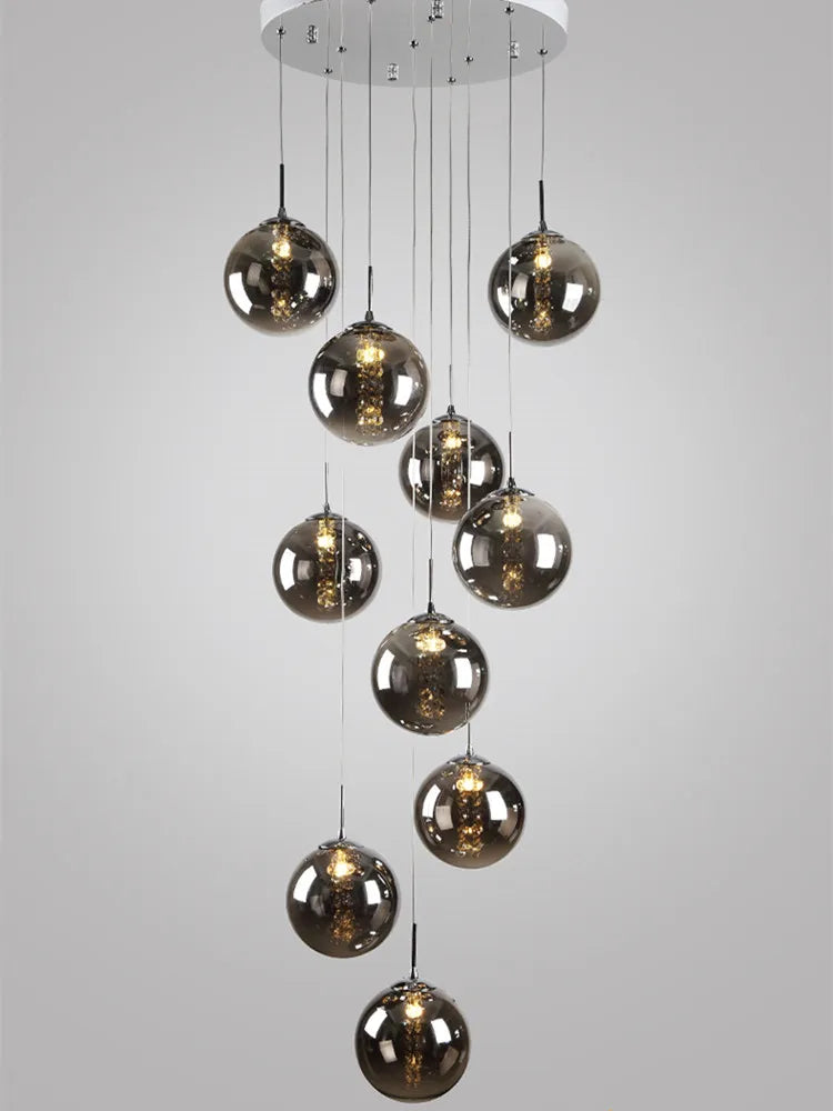 lustre en verre pour escalier design moderne à led - vue 4 sur 8