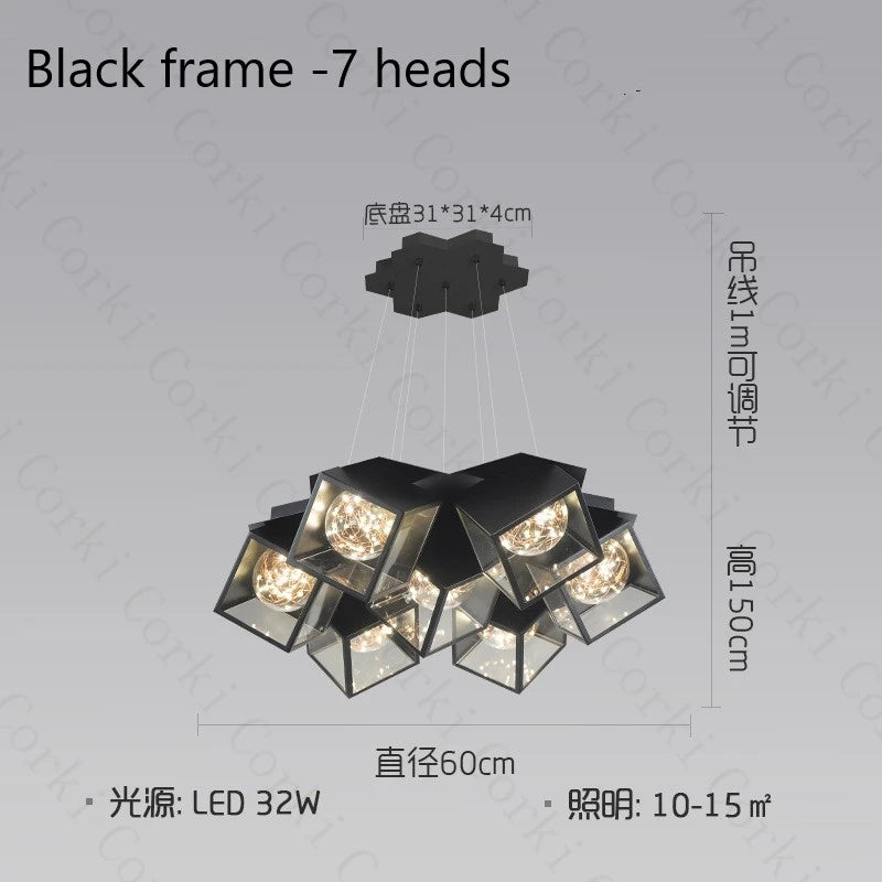 lustre à led design moderne luminaire géométrique intérieur dimmable - vue 9 sur 9