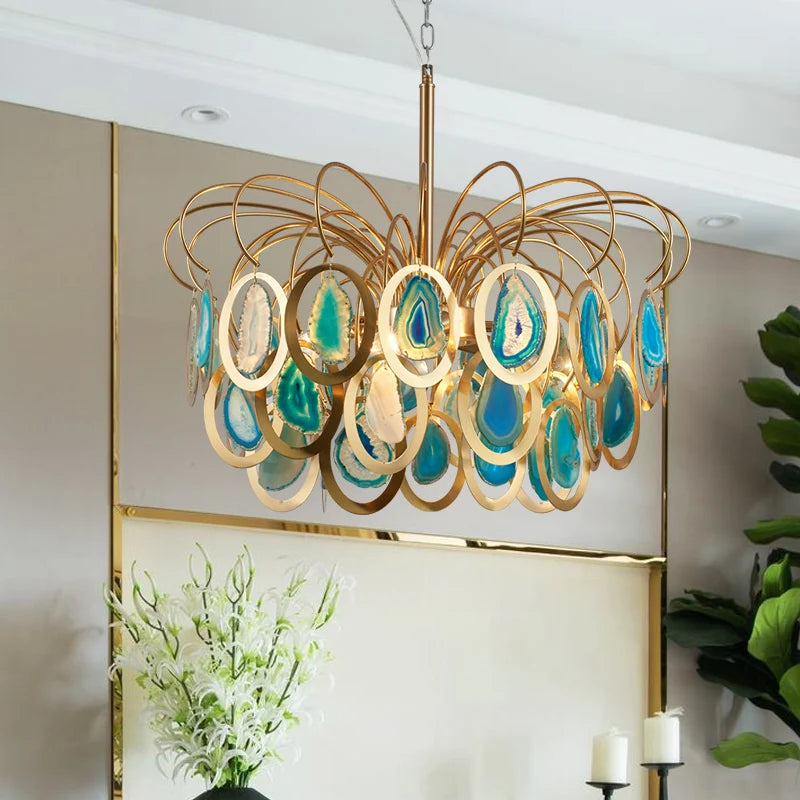 lustre nordique en agate pour décoration intérieure élégante - vue 3 sur 7