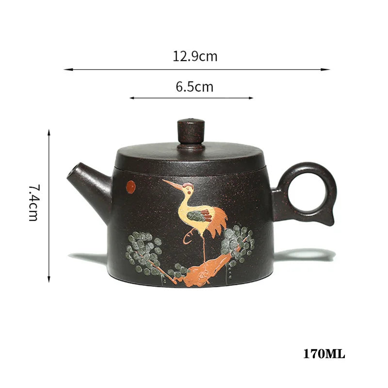Théière artisanale yixing motif grue 170 ml - vue 6 sur 6