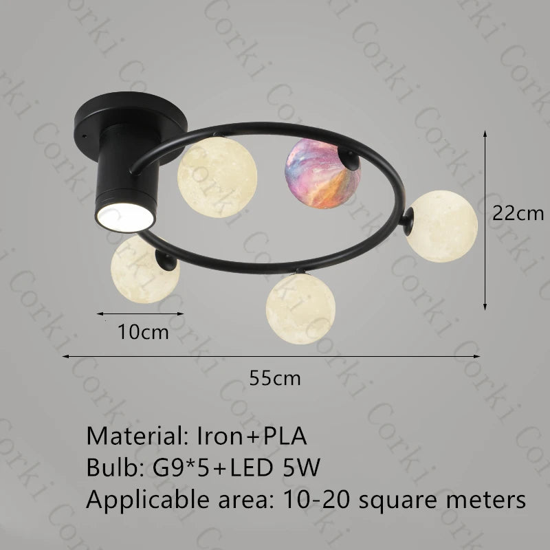 plafonnier design en métal noir doré boule blanche pour intérieur moderne - vue 13 sur 18