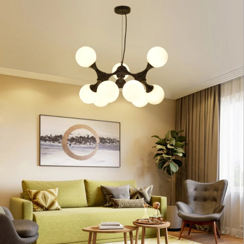 lustre moderne design art adn en verre pour intérieur - vue 5 sur 6