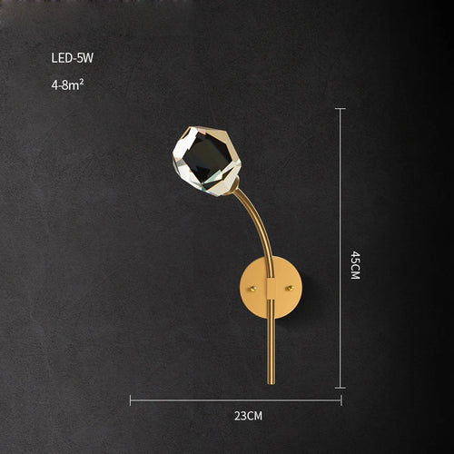 Postmoderne LED-Wandleuchte aus Messing und Kristall - vue 12 sur 22