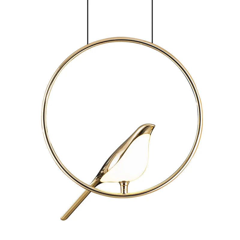 Moderne LED-Pendelleuchte Vogel Fantasie vergoldet höhenverstellbar - vue 5 sur 18
