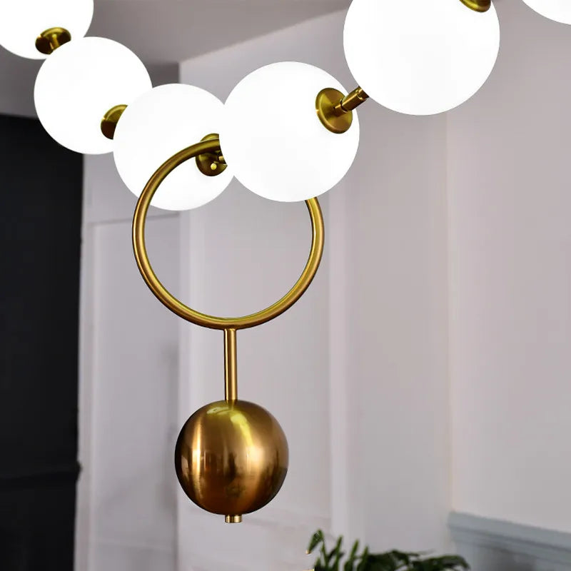 lustre à led en chaîne de boules en verre élégant et moderne - vue 6 sur 7