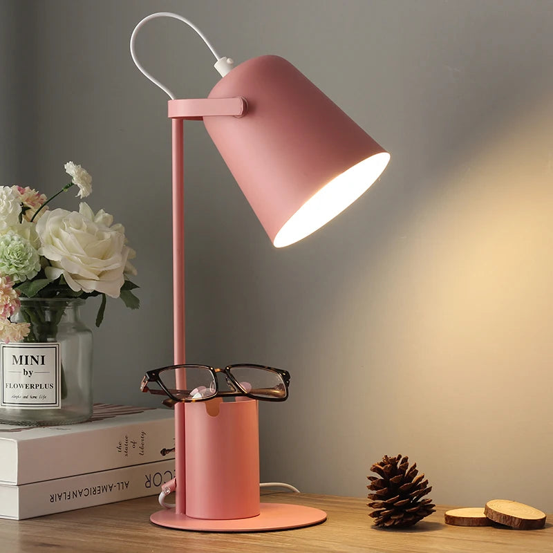 lampe de table led réglable style nordique avec porte-stylo protection yeux - vue 4 sur 12
