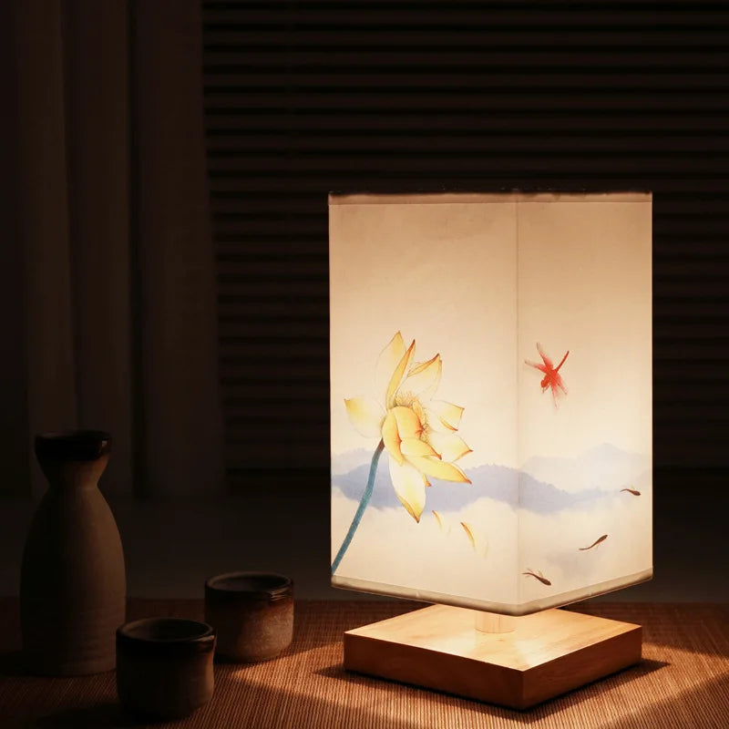 lampes de table carrées à led style chinois à intensité variable - vue 5 sur 10