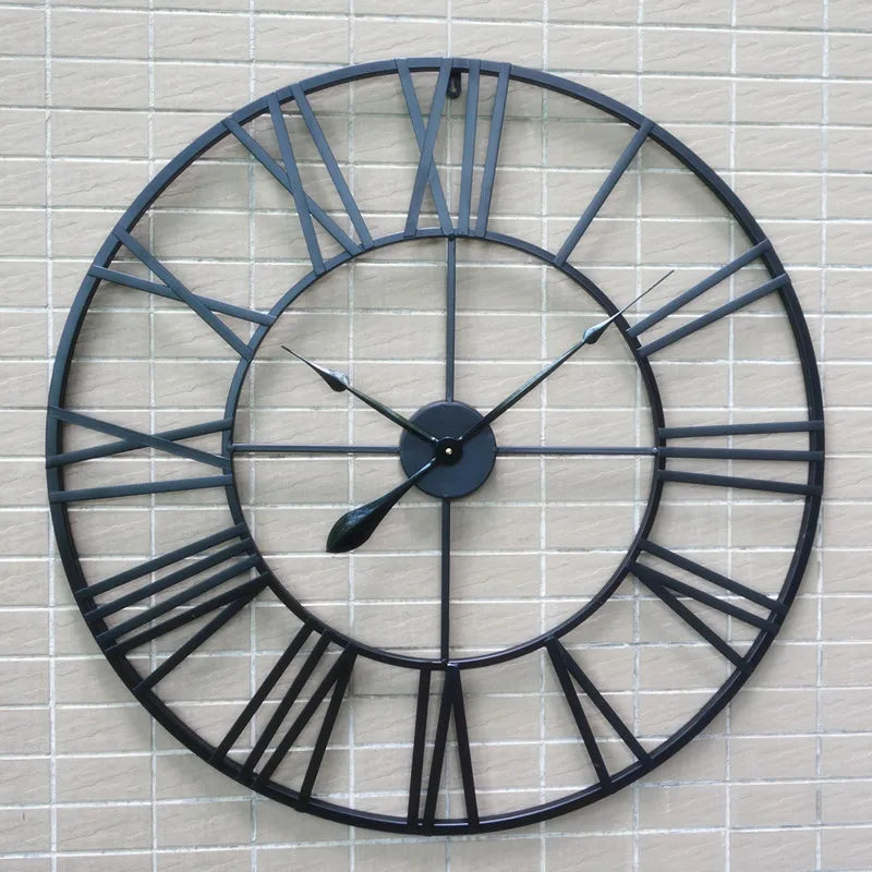 horloge murale moderne 3d style rétro en fer noir décor intérieur - vue 3 sur 6