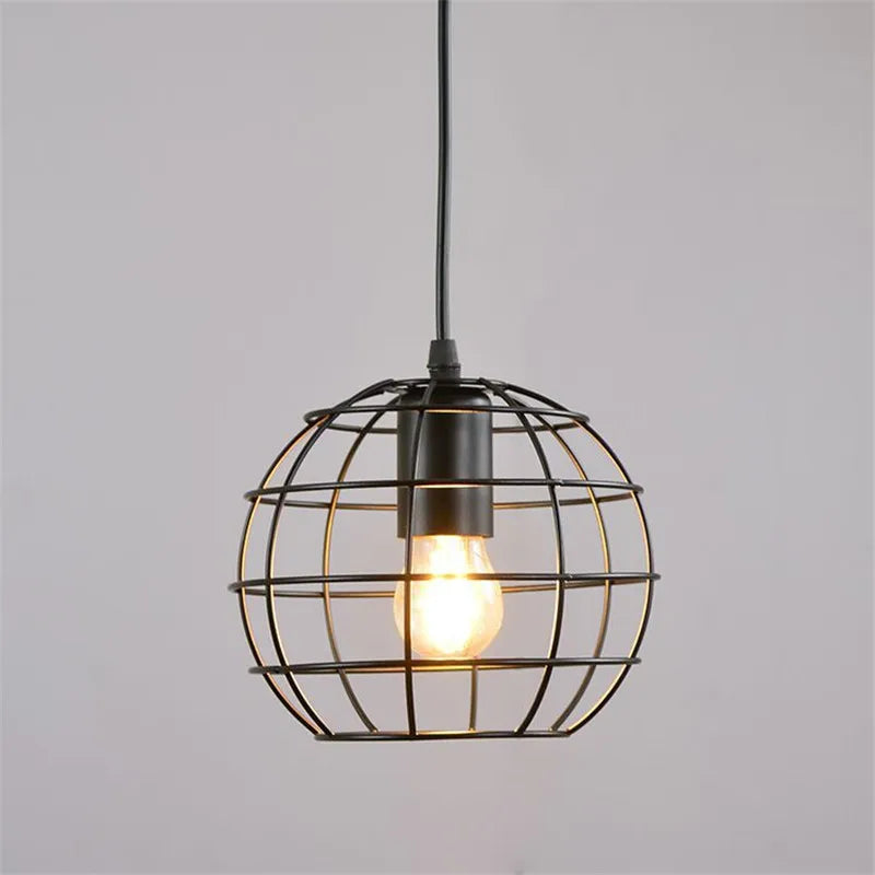 lampes suspendues vintage loft modernes cage en fer - vue 4 sur 5