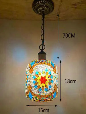 suspension LED en mosaïque turque style bohémien rétro vintage - vue 14 sur 14