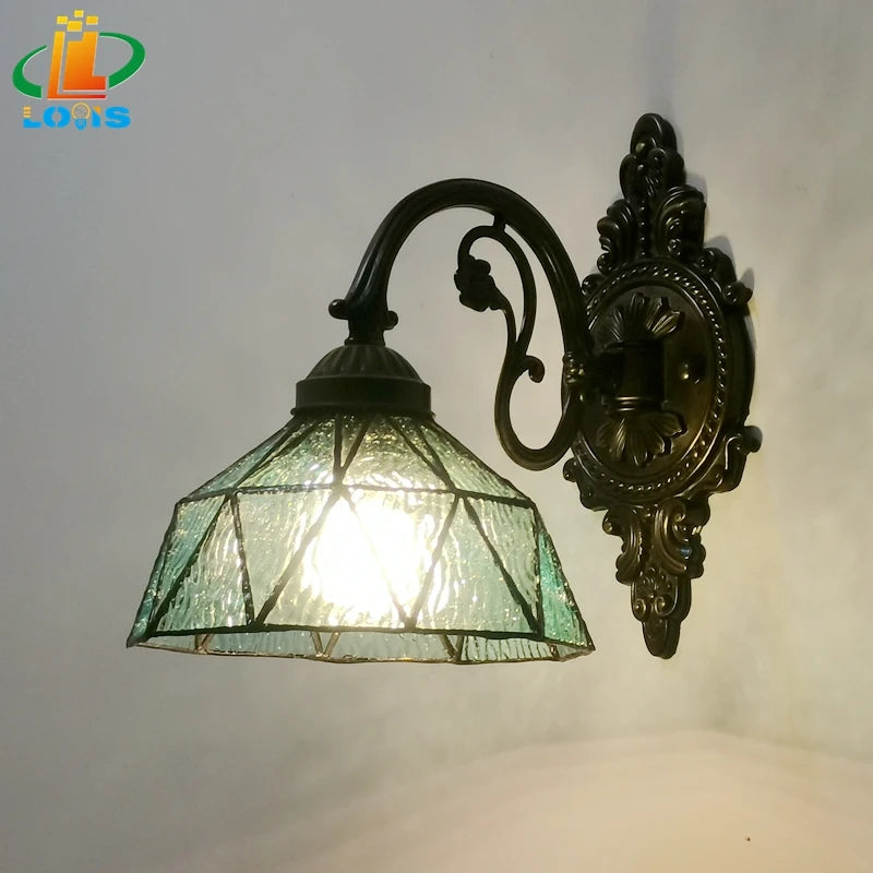 Applique murale style tiffany en verre lumineux décoratif