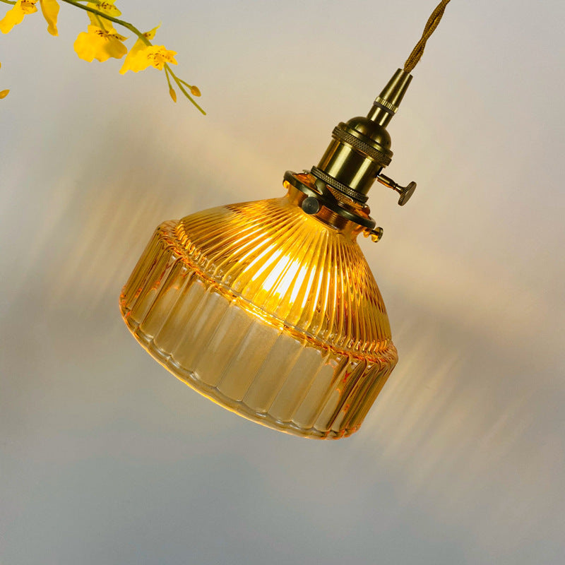 Suspension avec abat-jour en verre rétro Casbelle - vue 6 sur 13