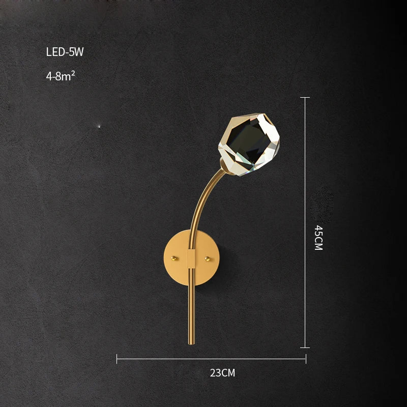 Postmoderne LED-Wandleuchte aus Messing und Kristall - vue 12 sur 22