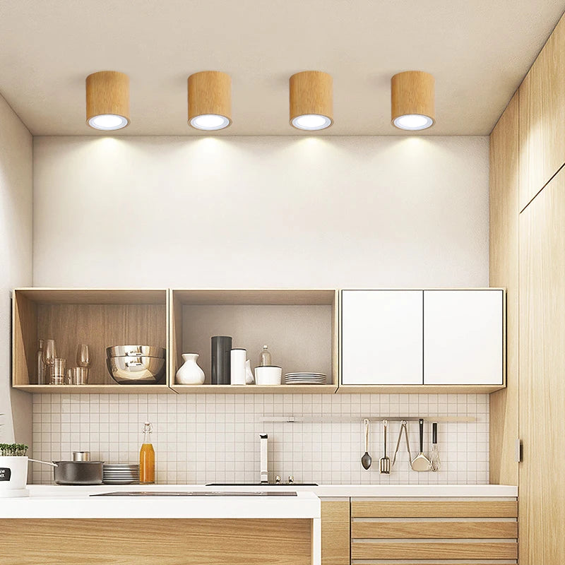 suspension led moderne en bois pour table de cuisine