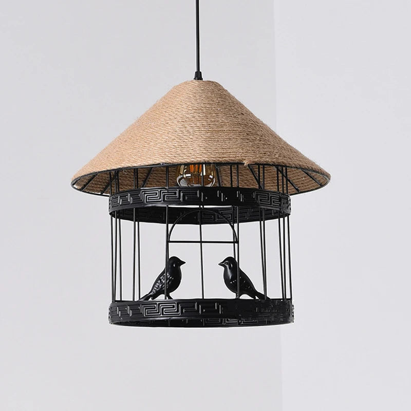 lustre suspension cage à oiseaux style industriel loft - vue 6 sur 7