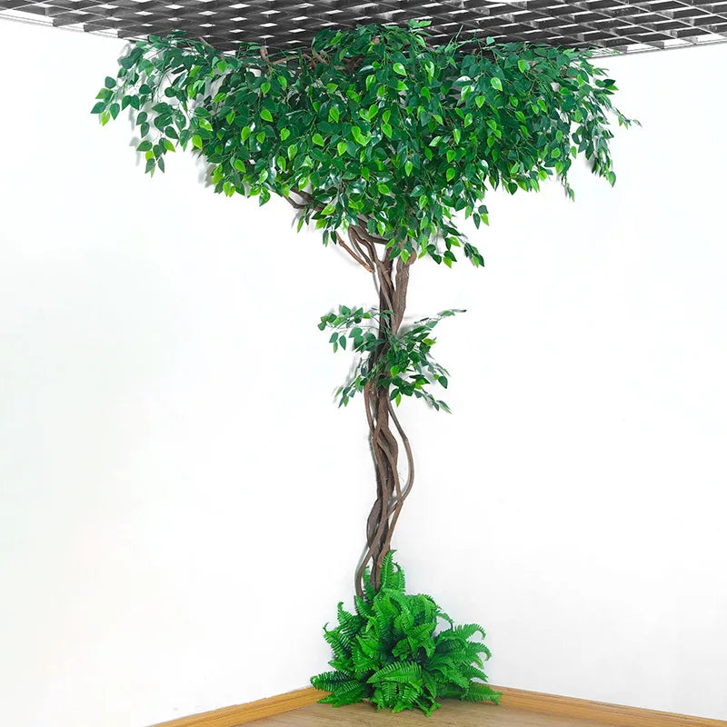 Artificial green plants winding vines, simulated banyan branches, everlasting banyan tree interior decoration, living room, home