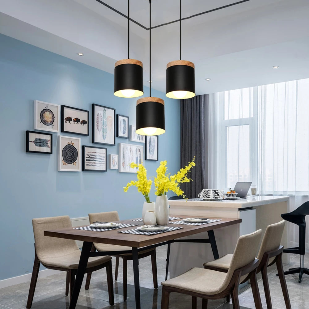 lampes suspendues nordiques en bois moderne pour éclairage intérieur - vue 6 sur 12