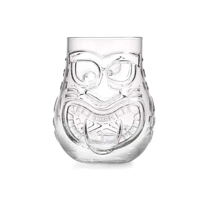 Mug tiki en verre transparent motif tiki bar