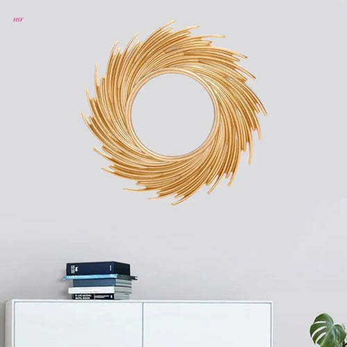 miroir décoratif en rotin en forme de soleil design moderne et élégant - vue 2 sur 7