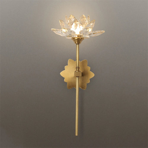applique murale led de luxe en cristal style lotus chinois créatif