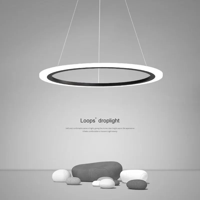 lustre circulaire minimaliste moderne avec éclairage led d'apprentissage - vue 6 sur 9