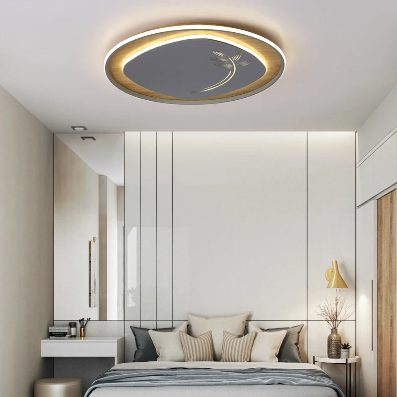 LED-Deckenleuchte chinesischer Stil rund Holz Schmiedeeisen - vue 5 sur 10