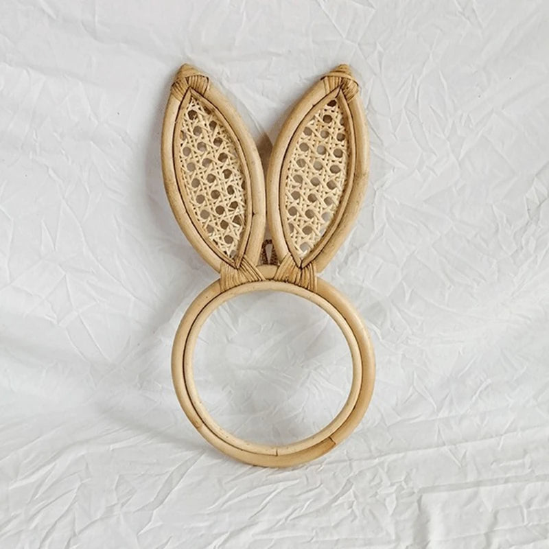 décoration en rotin miroir artistique oreilles de lapin et singe - vue 4 sur 8