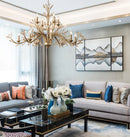 lustre américain en fer forgé avec cristal vintage en branches dorées