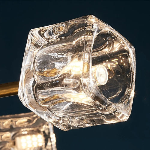 Kronleuchter LED Eiskubus Kupfer Gold Beleuchtung im nordischen Industrie-Stil - vue 5 sur 11