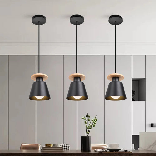 lampe led suspendue design nordique en bois pour bar hôtel