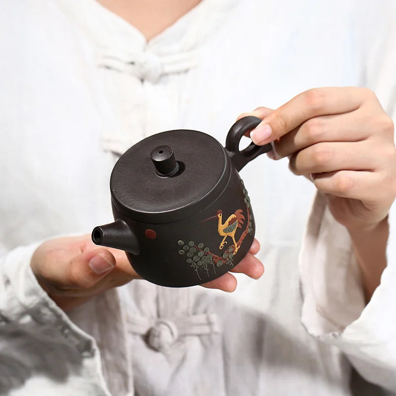 Théière artisanale yixing motif grue 170 ml