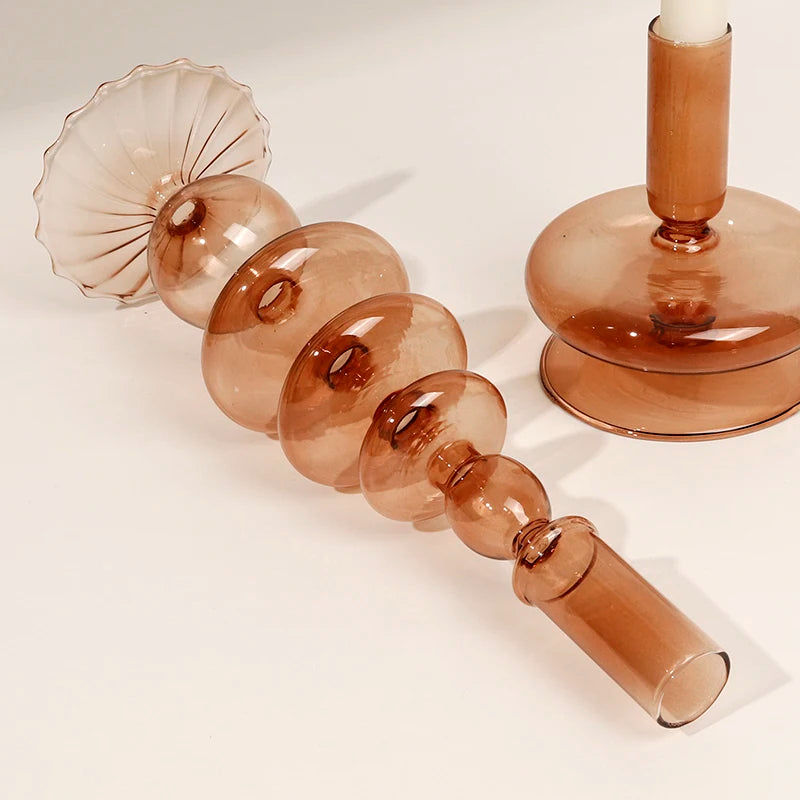 bougeoirs en verre pour décoration de table festive - vue 4 sur 11