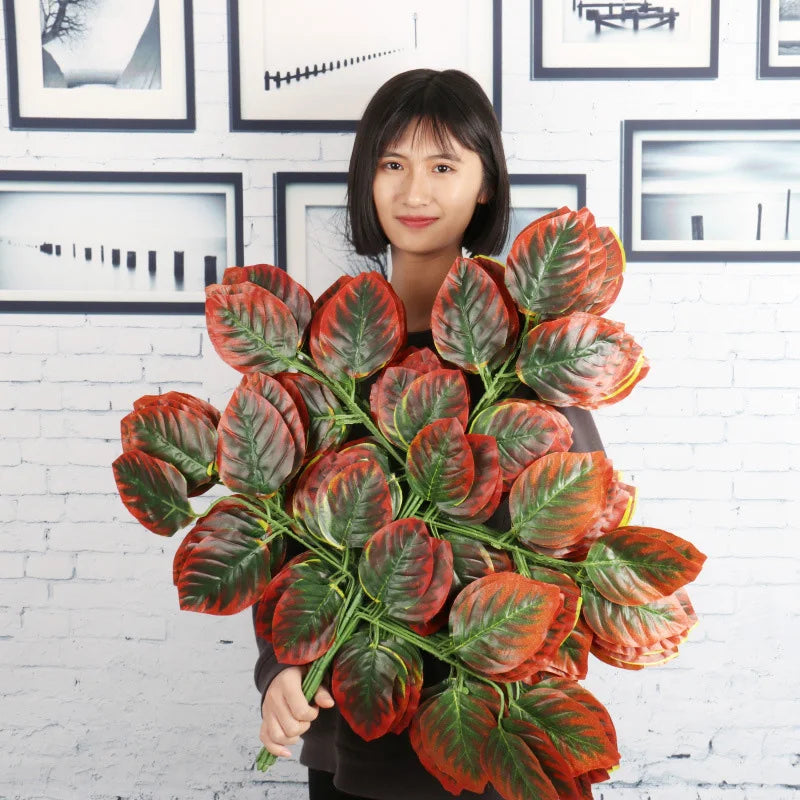 lot de 12 feuilles d'érable artificielles pour décoration d'automne - vue 5 sur 19