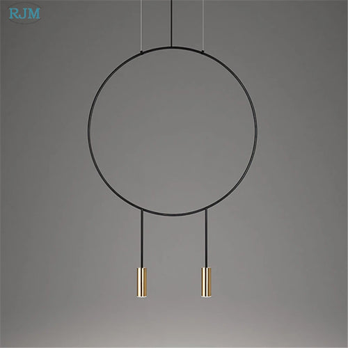 Kreative runde Pendelleuchte im nordischen Design aus Metall postmodern - vue 4 sur 12