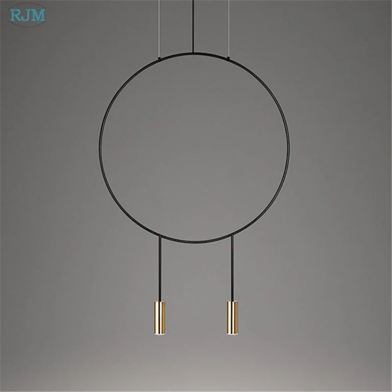 Kreative runde Pendelleuchte im nordischen Design aus Metall postmodern - vue 4 sur 12