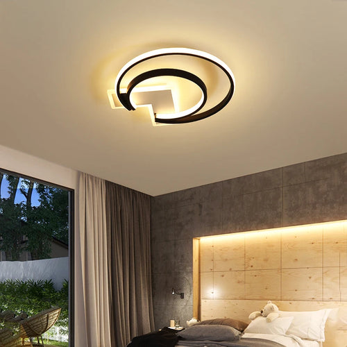 Runde LED-Deckenleuchte mit Fernbedienung für modernes Interieur
