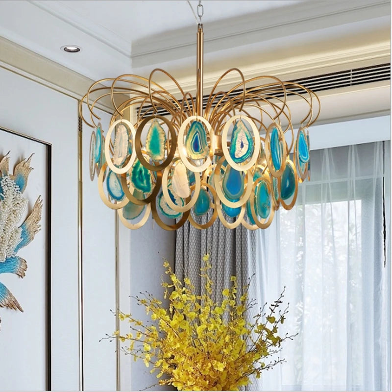 lustre nordique en agate pour décoration intérieure élégante - vue 6 sur 7