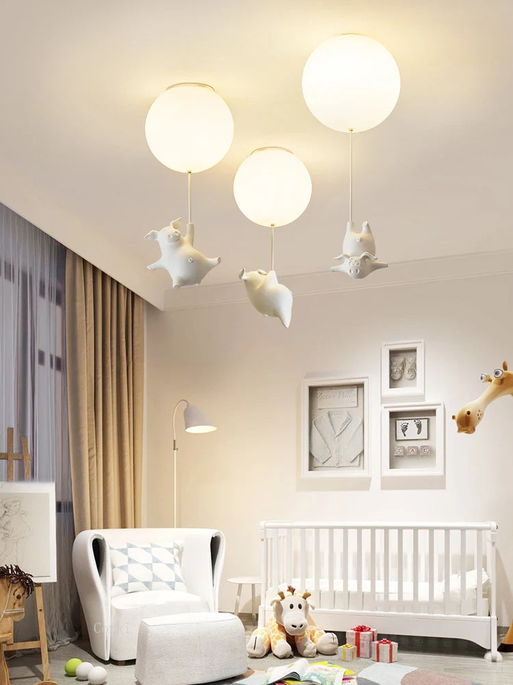 plafonnier led cochon volant pour décoration enfants - vue 5 sur 16