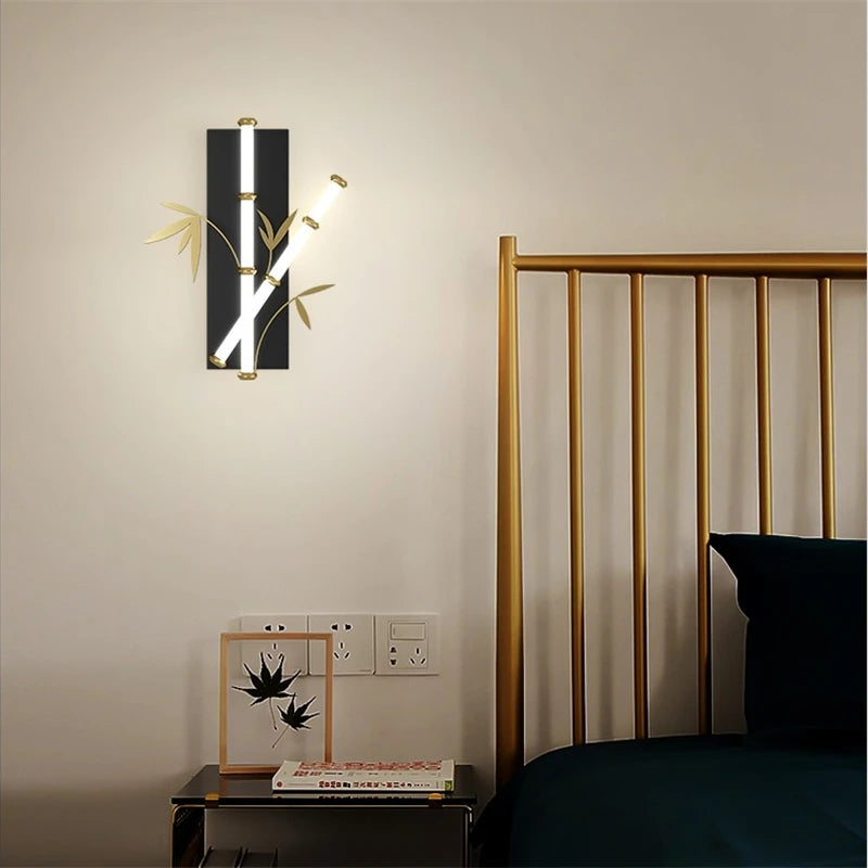 Wandleuchte aus Acryl in Bambus-Optik moderner chinesischer Stil - vue 3 sur 10