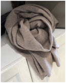 Echarpe cachemire pur maille elegante a franges hiver