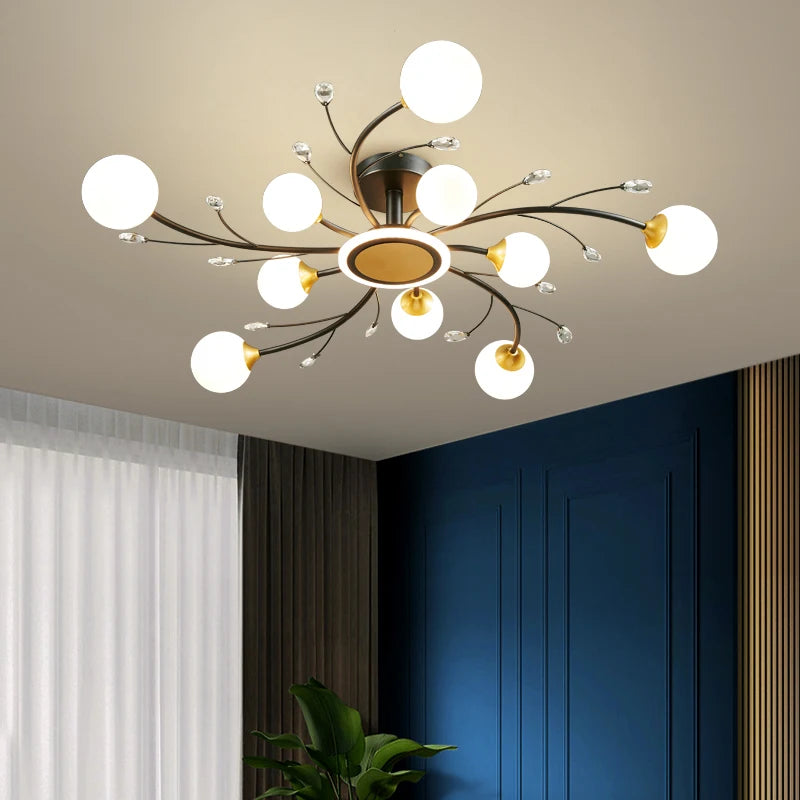 lustre moderne en cristal pour une ambiance luxueuse et minimaliste - vue 3 sur 8