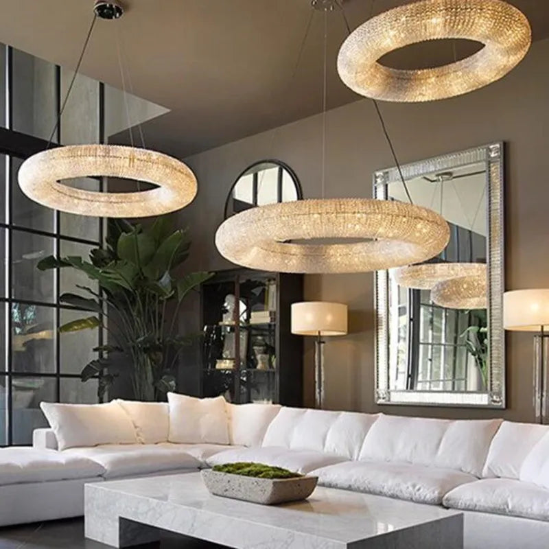 lustre en cristal led moderne en chrome doré pour intérieur élégant - vue 4 sur 5